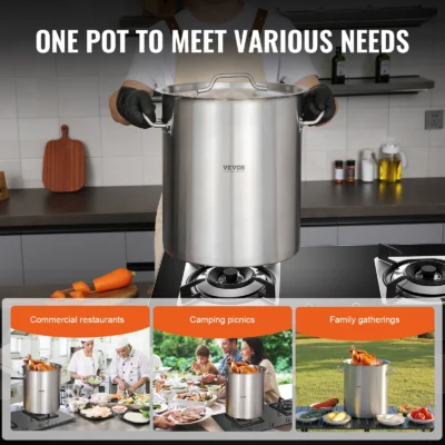 SucceBuy 42 Quart Stainless Steel Cookware Stockpot Commercial Cooking Pot Large Soup Pot Cookware Sauce Pot with Strainer Lid