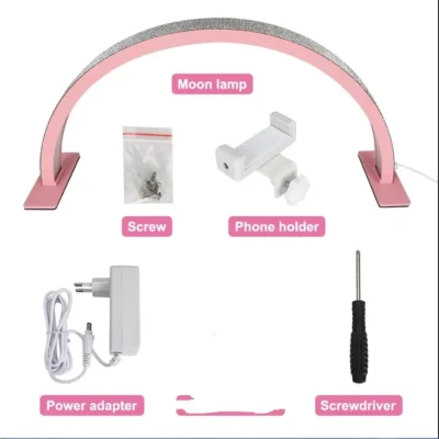 55cm 75cm Half Moon Light Half Moon Nail Desk Lamp with remote mobile phone clip for Eyelash Extension Nail Lash Tattoo Skincare