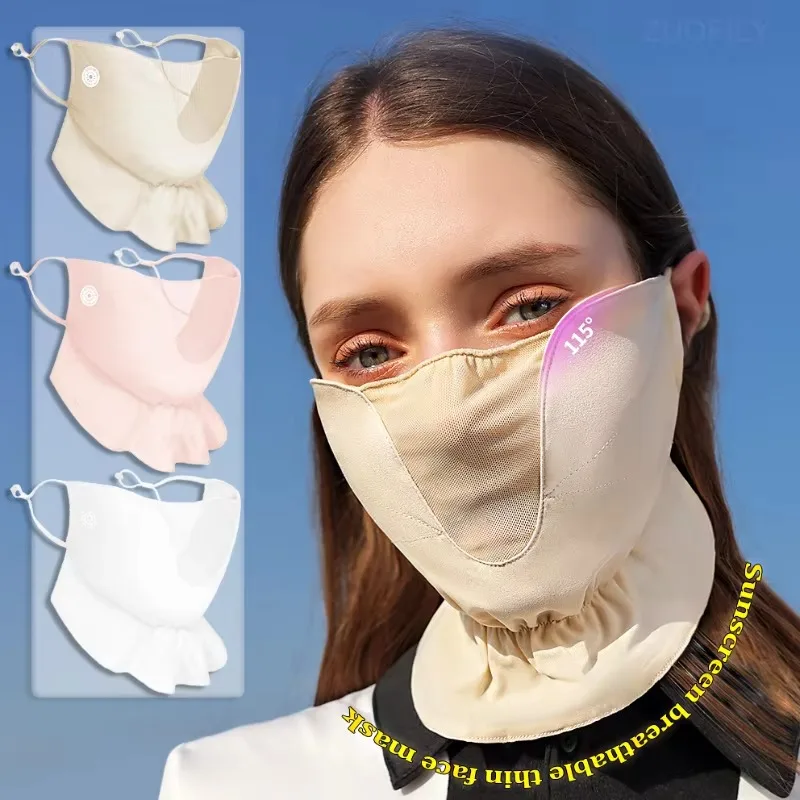 New Summer Ice Silk Sunscreen Face Mask Anti UV Head Scarf Outdoor Cycling Sports Breathable Chiffon Mask Thin Style Tube Scarf