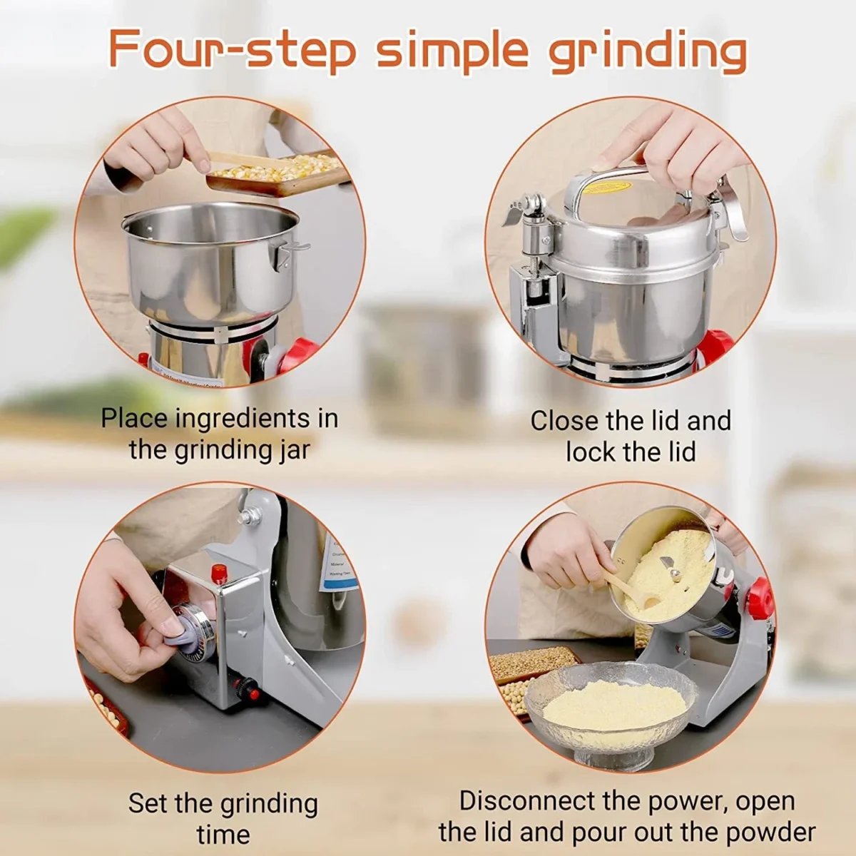 Electric Grain Grinder Mill High-speed Spice Corn Mill Commercial Powder Machine for Dry Cereals Grain Spice Coffee Herb Bean