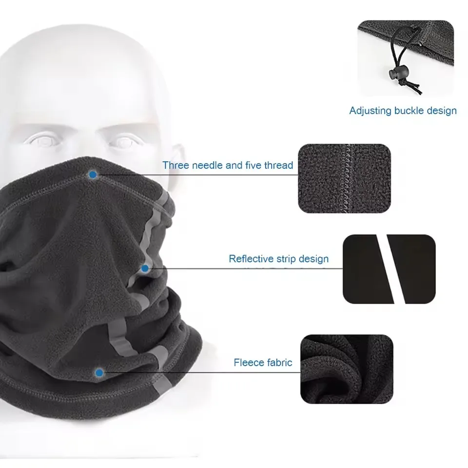 GTUBIKE Winter Warm Fleece Neck Scarves Reflective Skiing Neck Cover Mask Motorcycle Half Face Mask Scarf Riding Windproof