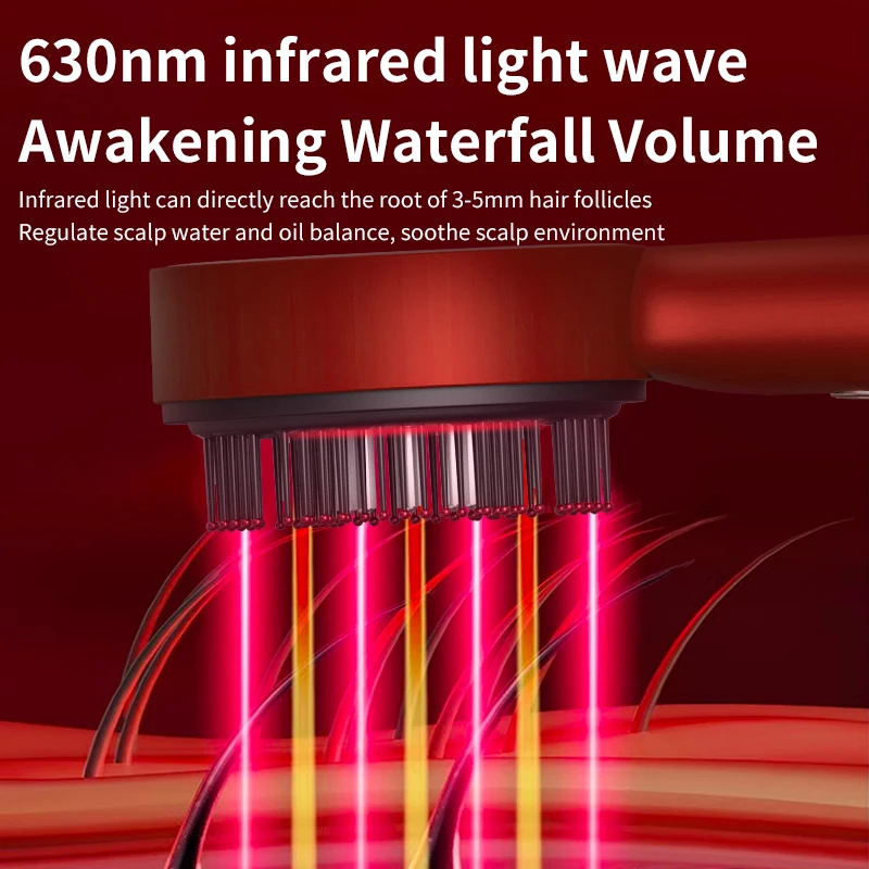Deep Kneading Masssage Comb, Red Light Therapy Scalp Massager, Hair Growth Massage Scalp Brush, Head Medicine Applicator