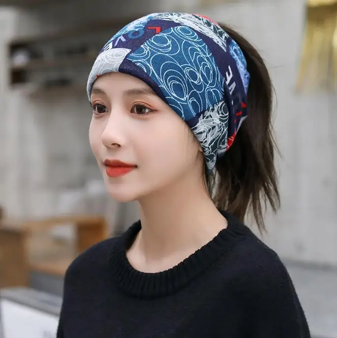 Fashion Double Head Cap Bib Twist Cap Multi-Functional Printed Scarf Cover Cap Neck Cap Face Mask Headscarf Cap C081