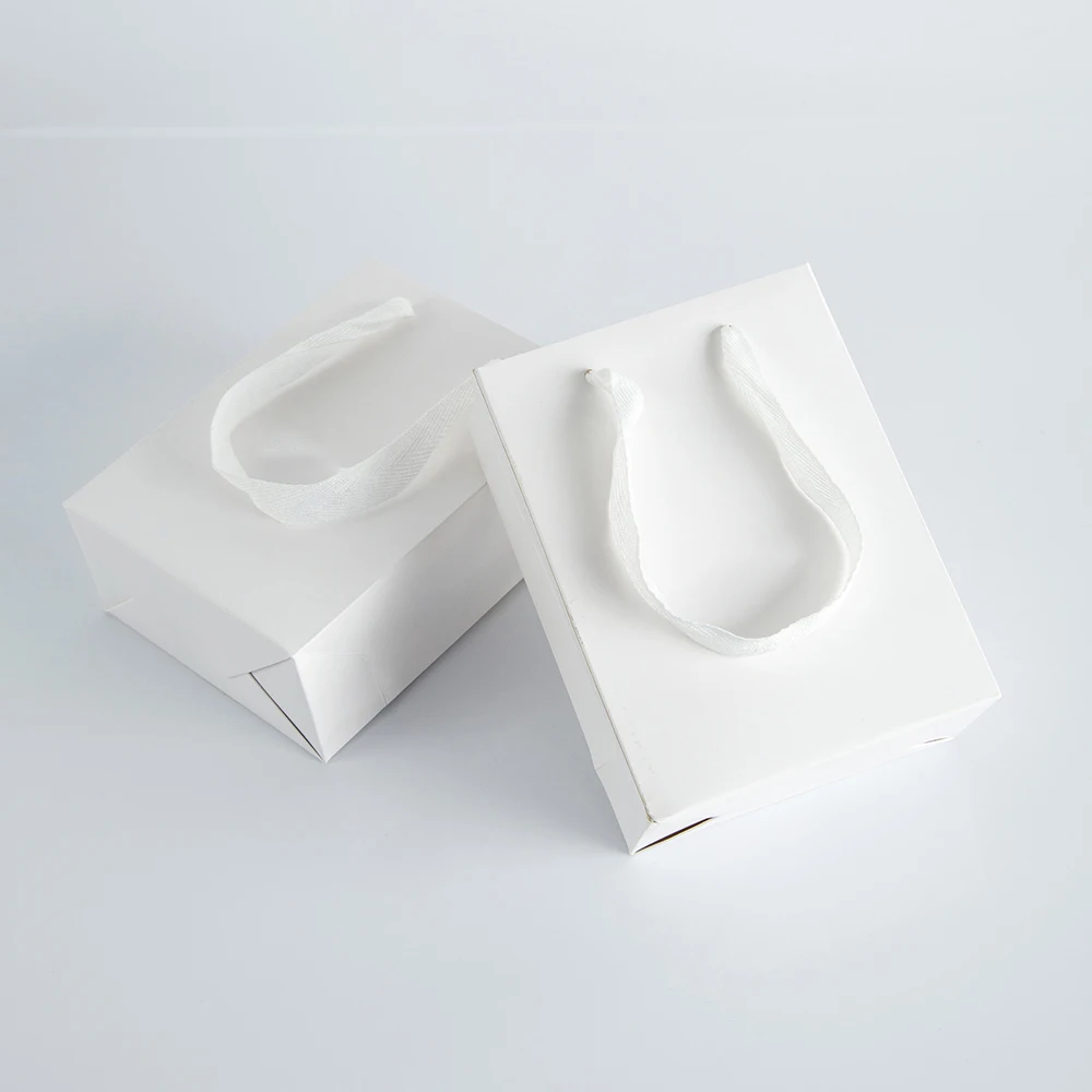 10pack Paper Bags with Ribbon Rope Kraft Handle  Take Away Wedding Birthday Party Shopping Packaging Bag Packaging