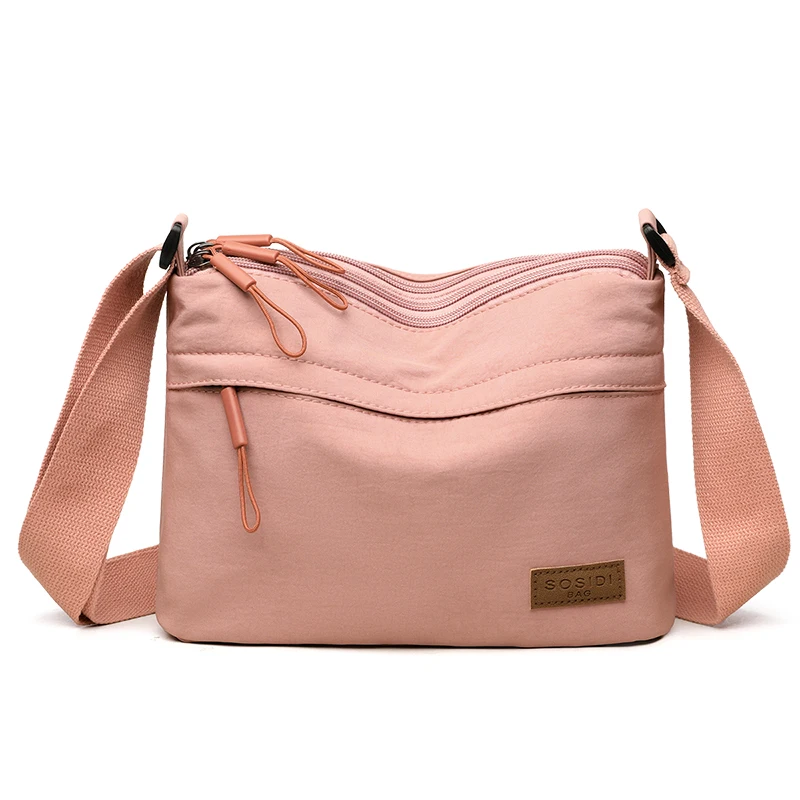 Women's Large Capacity Nylon Crossbody Bag -3 Main Pockets Spacious Shoulder Purse for Shopping & Daily Use