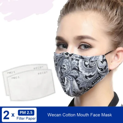 Kpop Cotton Black Mask Mouth Face Mask Anti Dust Mask with 2pcs Activated Carbon Filter Korean facemask Washable Face Mask