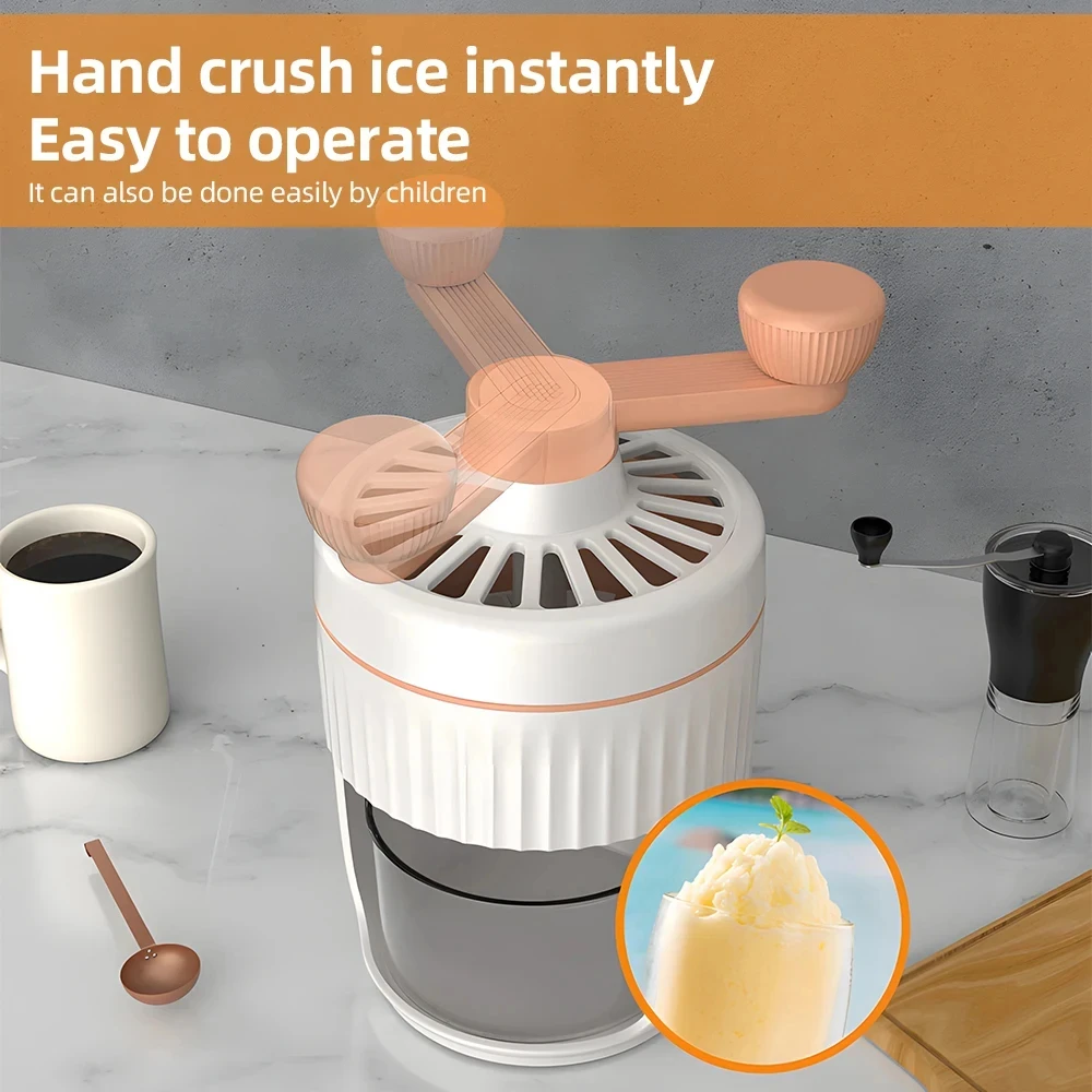 Household Small Hand Ice Crusher Stainless Steel Blade Fast Ice Crushing Removable Cleaning Slushie Maker Machine  Ice Crusher