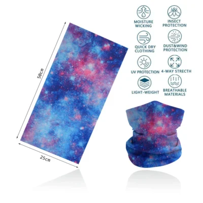 Seamless Bandana Sky Stars Printed Cycling Bandana Rave Face Mask Women Men for Dust Wind Sun Protection Face Scarf Mask Cover