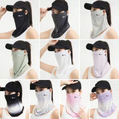 Breathable Sunscreen Face Veil Ice Silk Face Mask Sun Protection Neckline Face Cover Summer Cycling Hiking