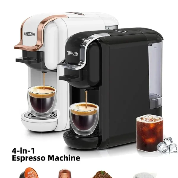 Cafelffe Multiple Capsule Coffee Machine 4 in 1 Hot/Cold DG Cappuccino Nespresso Capsule ESE Pod Ground Espresso Cafeteria 19Bar