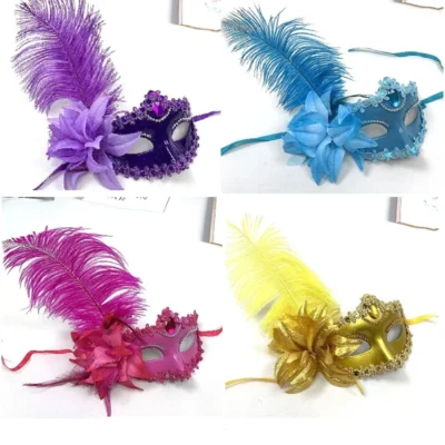 Venice Adult Masquerade Princess Mask Women Luxury Peacock Feathers Half Face Mask Party Performance Carnival Cosplay Costume