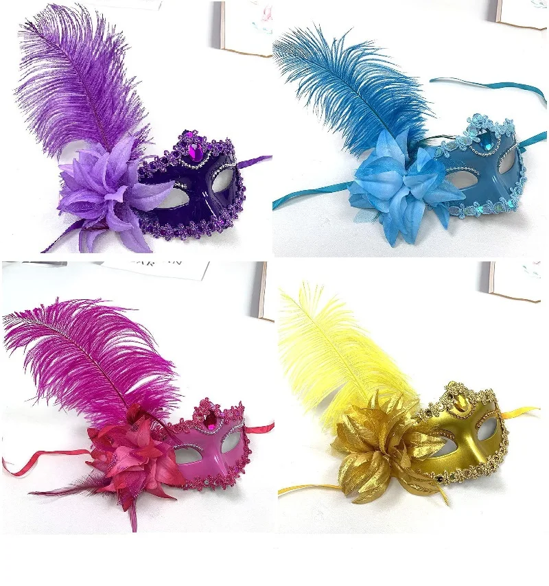 Venice Adult Masquerade Princess Mask Women Luxury Peacock Feathers Half Face Mask Party Performance Carnival Cosplay Costume