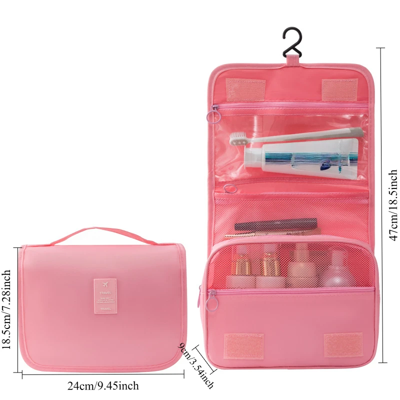 Hanging Toiletry Bag for Business Trips Portable Large Capacity Skincare Makeup Bag Dry and Wet Separation Folding Storage Bag