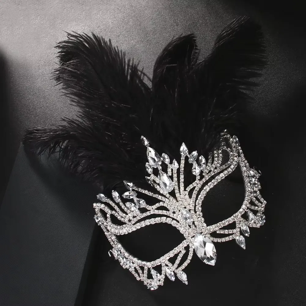 Rhinestone Tassel Veil Masks Full Face Women Chains Face Mask Masquerade Dance Party Performance Sexy Facial Accessories Jewelry