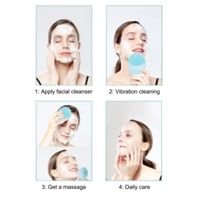 Electric Silicone Facial Cleanser Massager Skincare Tool with Vibration Pore Cleaning Beauty Machine Self-Battery Powered
