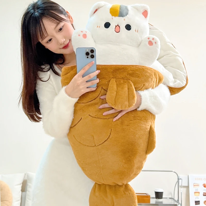 1pc 40/60/80cm Japan Taiyaki Cat Plush Toy Anime Figure Cat Hiding in Cushion Bag Ferry Bunny Carrot Animal Plushie Throw Pillow