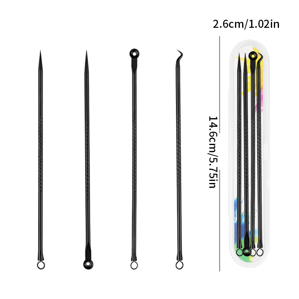 4PCS Acne Blackhead and Acne Remover Skincare Female Beauty Acne Treatment Pore Cleaning Needle Hook