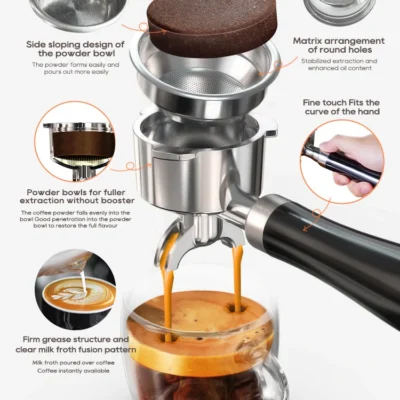 HiBREW H10A Black Espresso Machine Temperature Volume Pre Brewing Adjustable 58mm Portafilter Cappuccino Coffee Maker