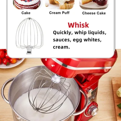 BioloMix BM601 1200W Kitchen Food Stand Mixer, Cream Egg Whisk, Cake Dough Kneader, 6L Capacity, Stainless Steel Bowl