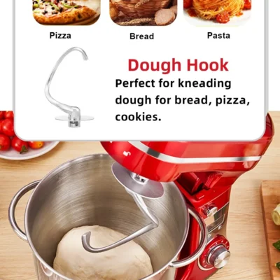 BioloMix BM601 1200W Kitchen Food Stand Mixer, Cream Egg Whisk, Cake Dough Kneader, 6L Capacity, Stainless Steel Bowl
