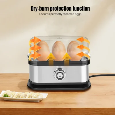 DayPlus Egg Boiler, 6 Eggs Capacity Cooker for Soft,Multi-use Space Saving Food Steamer for Corn, Vegetable, Dumplings