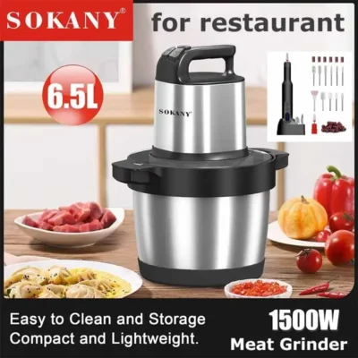 Food Processor 6.5L Electric Meat Grinders Stainless Steel Vegetable Slicer Chopper Crusher Kitchen Blenders Home Appliance