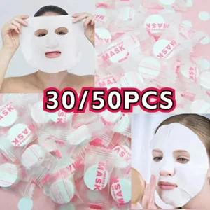 30/50pcs Disposable Compressed Facial Mask Portable Travel Non-woven Face Mask Skin Care Cotton Wrapped Masks Paper