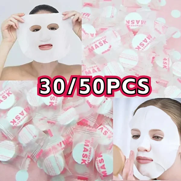 30/50pcs Disposable Compressed Facial Mask Portable Travel Non-woven Face Mask Skin Care Cotton Wrapped Masks Paper