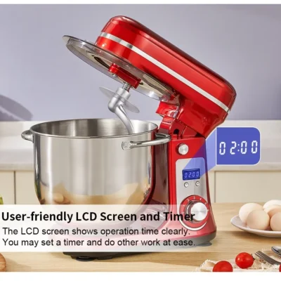 BioloMix BM601 1200W Kitchen Food Stand Mixer, Cream Egg Whisk, Cake Dough Kneader, 6L Capacity, Stainless Steel Bowl