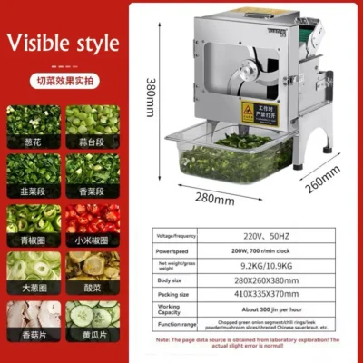 700RPM Commercial Electric Scallion Chopper 150kg/h Vegetable Slicer Multifunctional Food Dicer for Restaurant Kitchen Food Prep