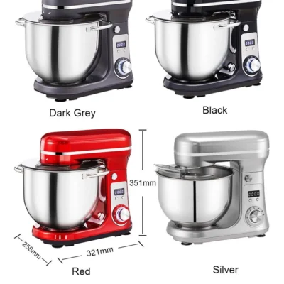 BioloMix BM601 1200W Kitchen Food Stand Mixer, Cream Egg Whisk, Cake Dough Kneader, 6L Capacity, Stainless Steel Bowl