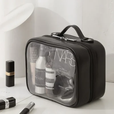 Waterproof PU Makeup Bag Transparent Wash Bags Women Casual Portable Travel Skincare Storage Organizer Make Up Toiletry Bag