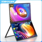 SIBOLAN 15.6" Dual Portable Touch Monitor Non-touch Optional Folding Display Laptop Screen Extender TYPE-C/HDMI Port Play Travel
