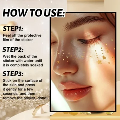 6Pcs/Set Glitter Skincare Freckles Face Tattoo Sparkle Temporary Tattoo Bow Love Kiss Makeup Patch Valentine's Day Face Tattoo