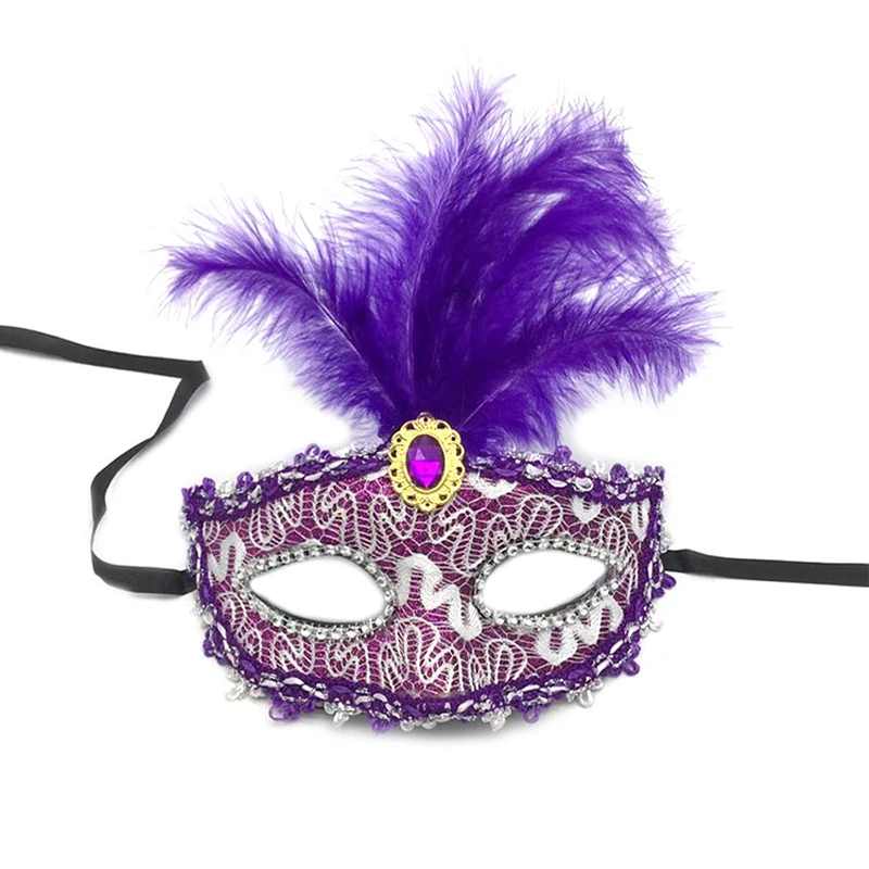Party Mask Women Masquerade Luxury Peacock Feathers Half Face Mask Cosplay Costume Venetian Mask For Children