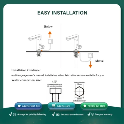 Briwellna 3400W 220V Electric Water Heater Tap 2 in 1 Basin Tap Tankless Instant Hot Water Faucet Heater Cold Heating Faucet