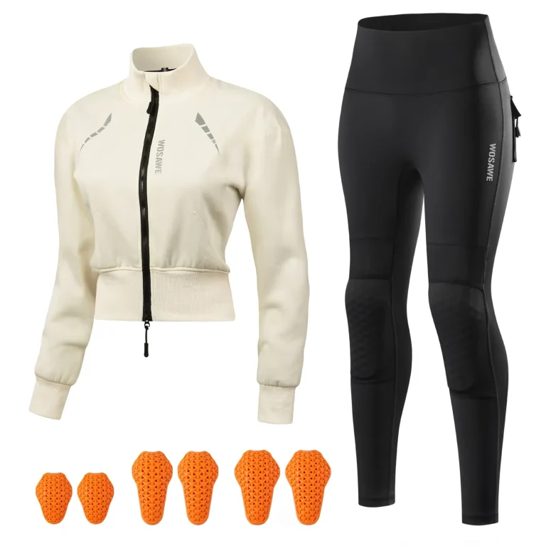 WOSAWE Motorcycle Jacket Women Autumn Winter Warm Motorbike Jacket Pants CE Anti-fall Off-Road Clothing Set