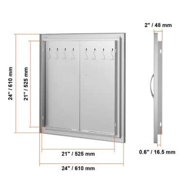 SucceBuy BBQ Access Door Double Outdoor Kitchen Door Stainless Steel Flush Door for BBQ Island Grilling Station Outside Cabinet