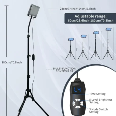 50W Tanning Lamp Tripod Solarium Lamp for UV Tanning Body Wavelength 460nm&480nm 48PCS Blue Light Lamp Solarium Tanning Skincare