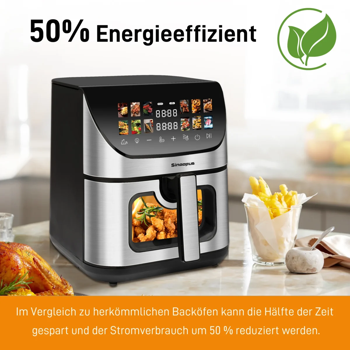 9L Multi Function air fryers Smart machine Viewing Window Electric Hot fryer Oilless Cooker with LED Touch Control,Family oven