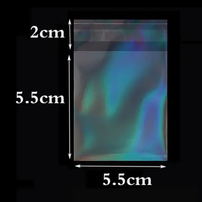 50pcs Transparent Holographic Laser Self Adhesive Bag Aurora Color Pouches for DIY Jewelry Badge Gift Package Storage Bags