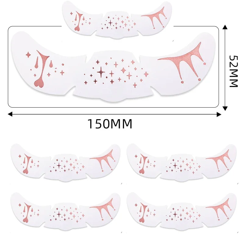 6Pcs/Set Glitter Skincare Freckles Face Tattoo Sparkle Temporary Tattoo Bow Love Kiss Makeup Patch Valentine's Day Face Tattoo