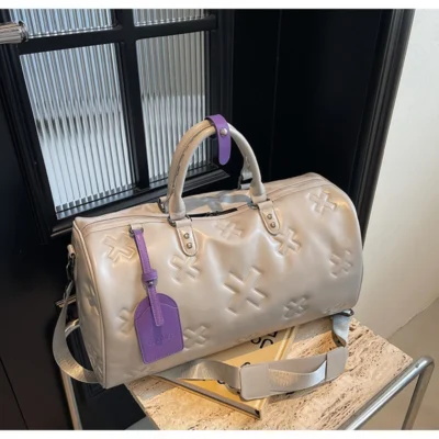 Women'S Travel Duffle Fashion Bag PU Leather Gym Fitness Yoga Luggage Boston Handbag Outdoor Sports Suitcase Shoulder Tote Bag