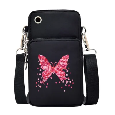 Universal Mobile Phone Bag Iphone 13 Huawei Shoulder Cross-body Package Women Sport Pouch Unisex Arm Wrist Bags Butterfly Print