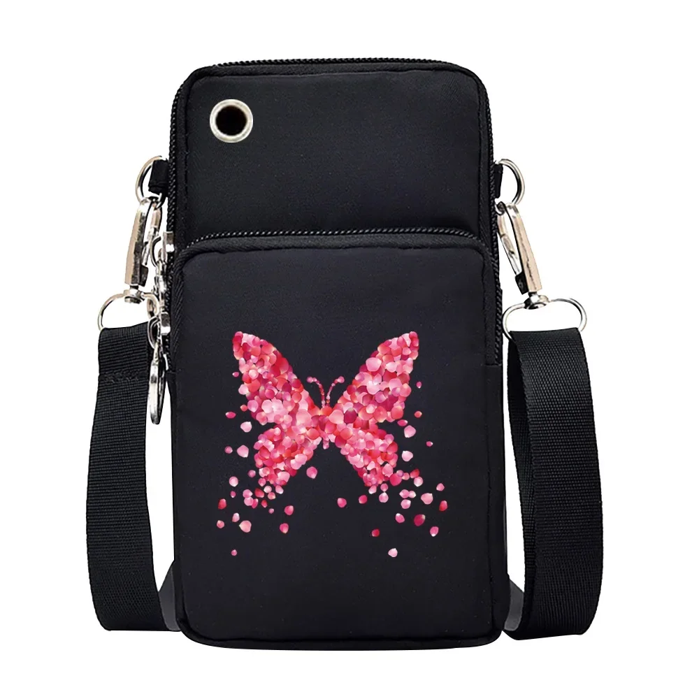 Universal Mobile Phone Bag Iphone 13 Huawei Shoulder Cross-body Package Women Sport Pouch Unisex Arm Wrist Bags Butterfly Print