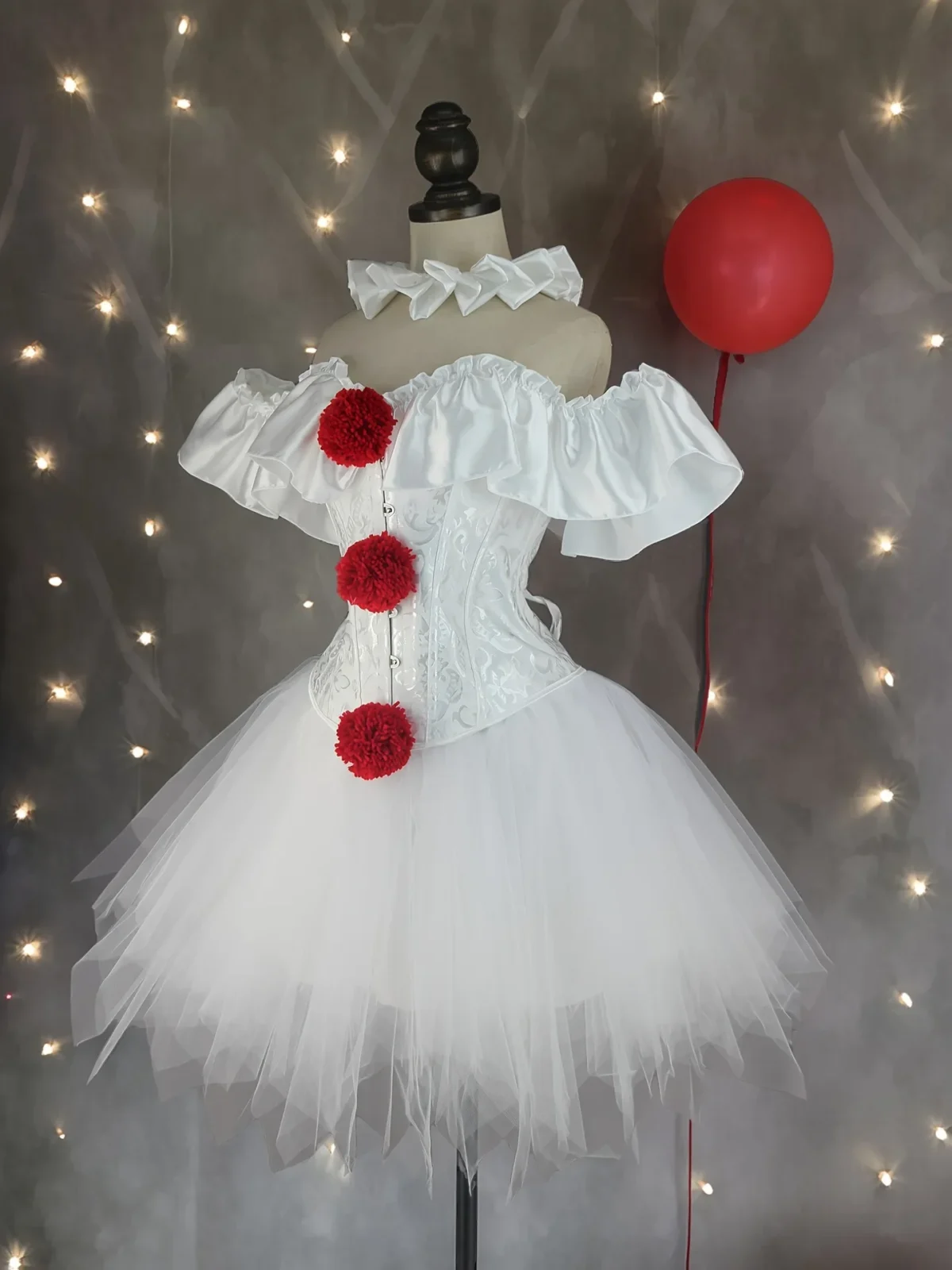 Halloween Clown Cosplay Costume Women Corsets Suit With Skirt Circus Performance Outfit Role Play Party Carnival Jester Dress