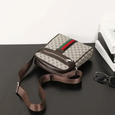 Luxury Design Men's Crossbody Bags Fashion Plaid Letter Printed Crossbody Bag Men Square Shoulder Bag Male Sling Messenger Bag