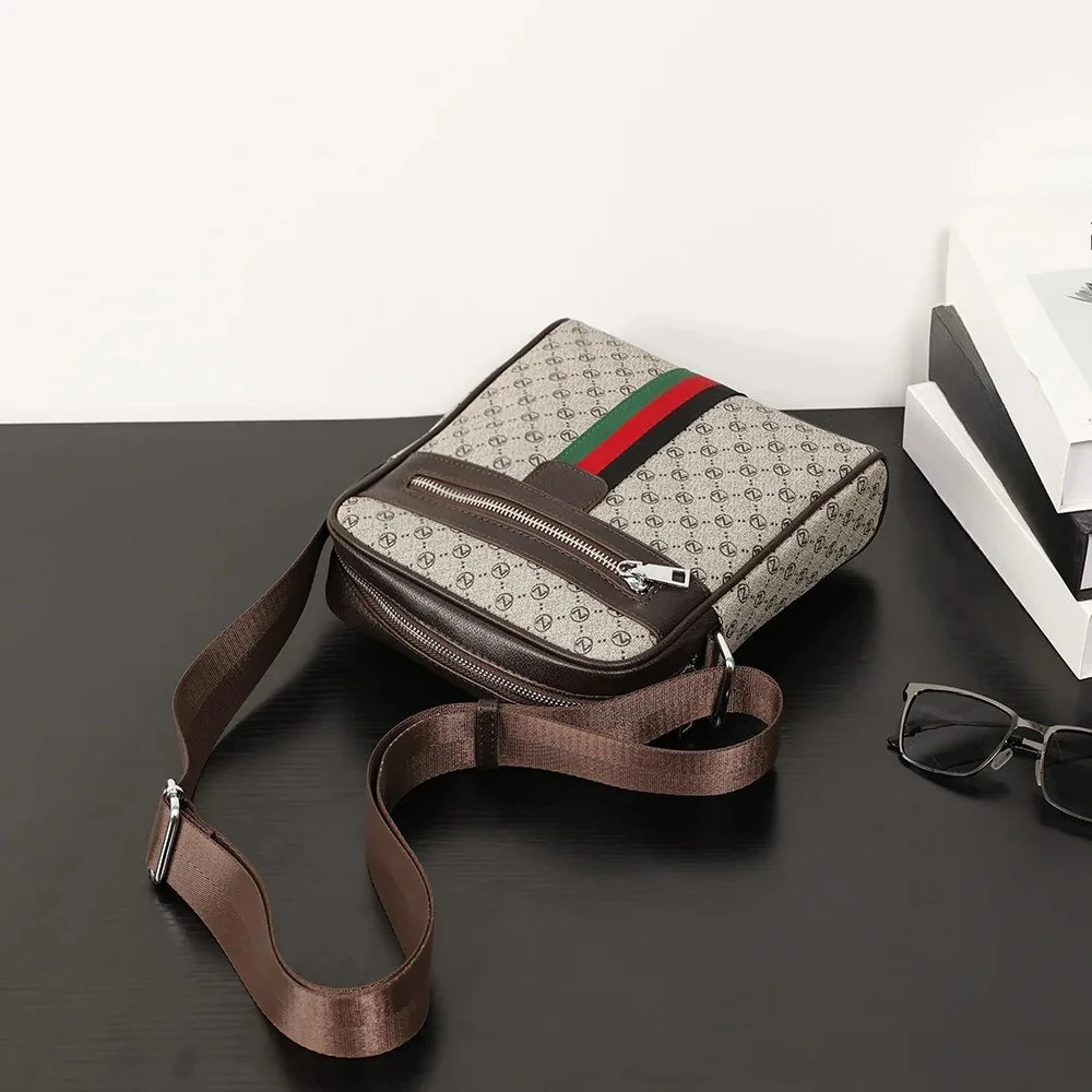 Luxury Design Men's Crossbody Bags Fashion Plaid Letter Printed Crossbody Bag Men Square Shoulder Bag Male Sling Messenger Bag