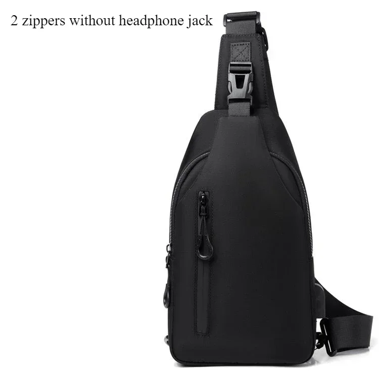 Men Bag Fashion New Solid Color Men Chest Bag Outdoor Casual Fashion One Shoulder Crossbody Bag Nylon USB Charging Shoulder Bags
