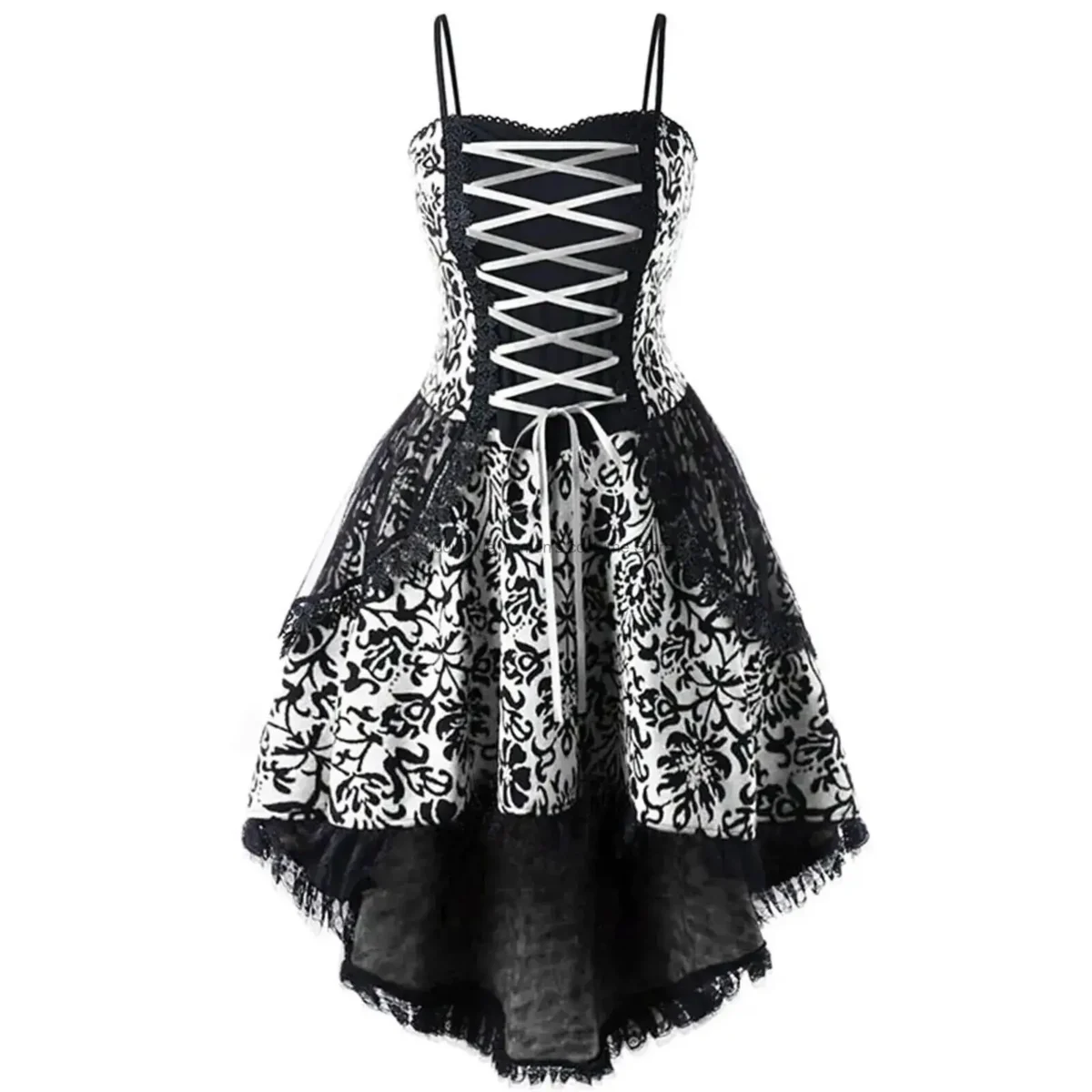 Halloween Cosplay Costume Lace Gothic Vintage Dress Women Irregular Sleeve Dresses Robe Medieval Ghost Vampire Clothing